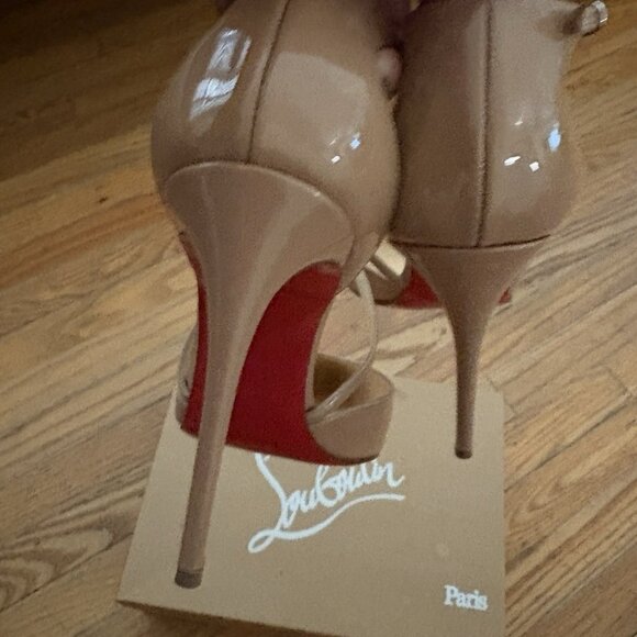 Christian Louboutin Cross Blake Patent Leather Pump Stiletto NUDE - Picture 4 of 8